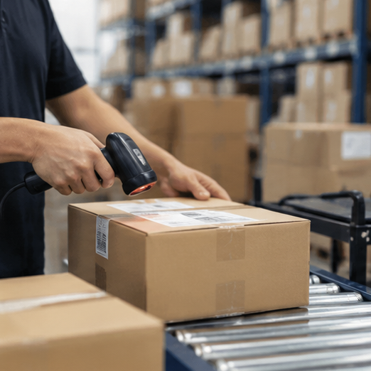 3. Warehouse staff packing e-commerce orders with a handheld scanner v2