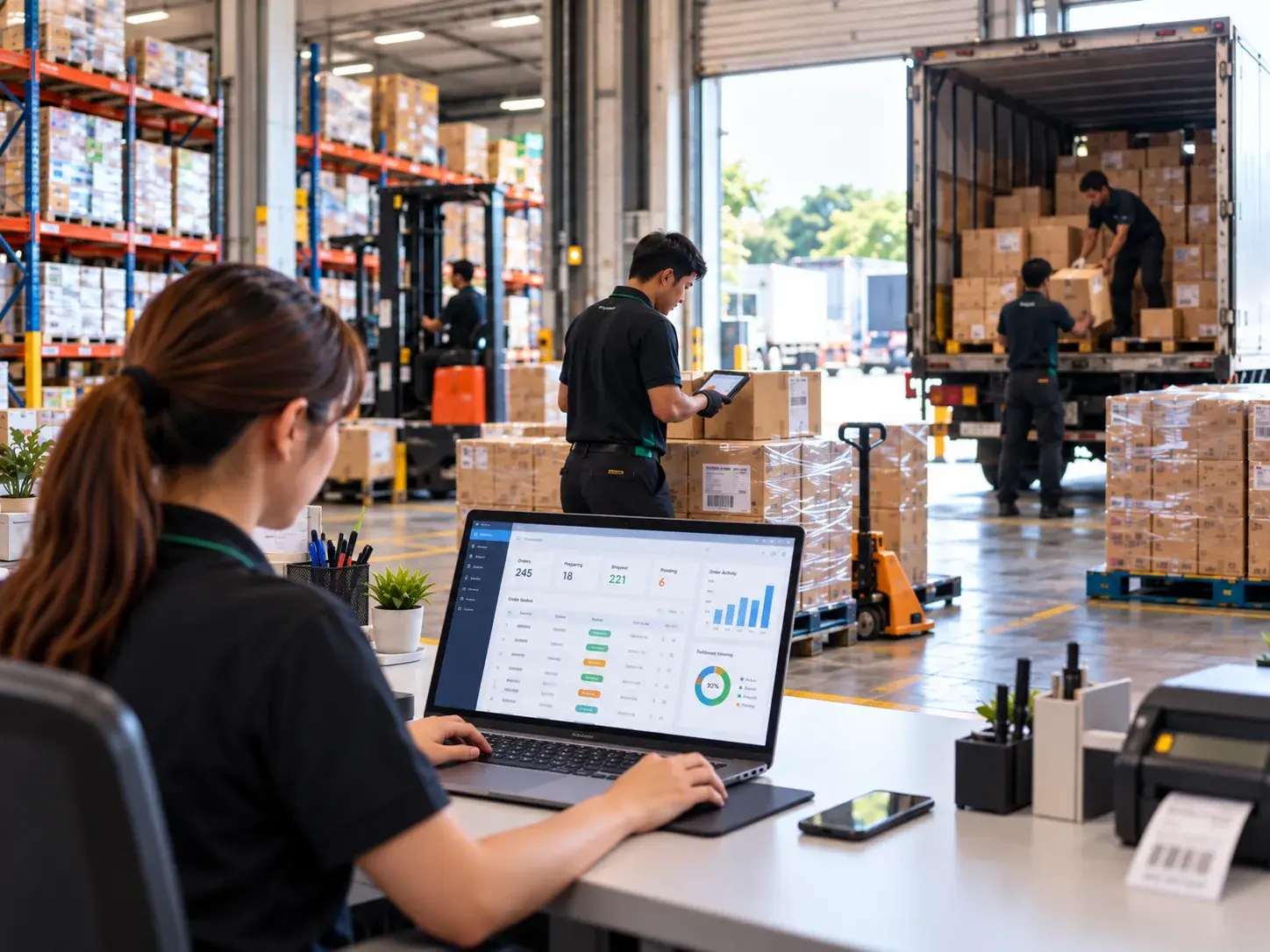 Digital Dashboard in a Busy Fulfillment Warehouse